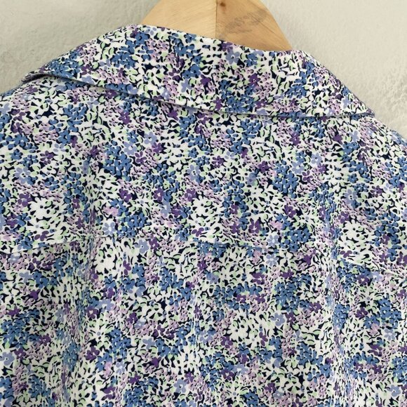 Chaps Womens XL No Iron Button Up Shirt Floral Long Sleeve Blouse Top - Picture 10 of 11